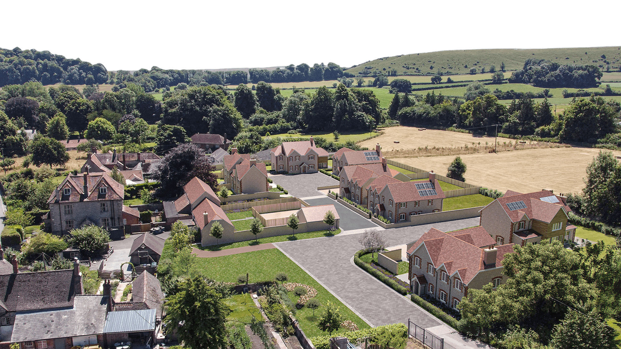 computer generated rendering of The Old Timber yard houses